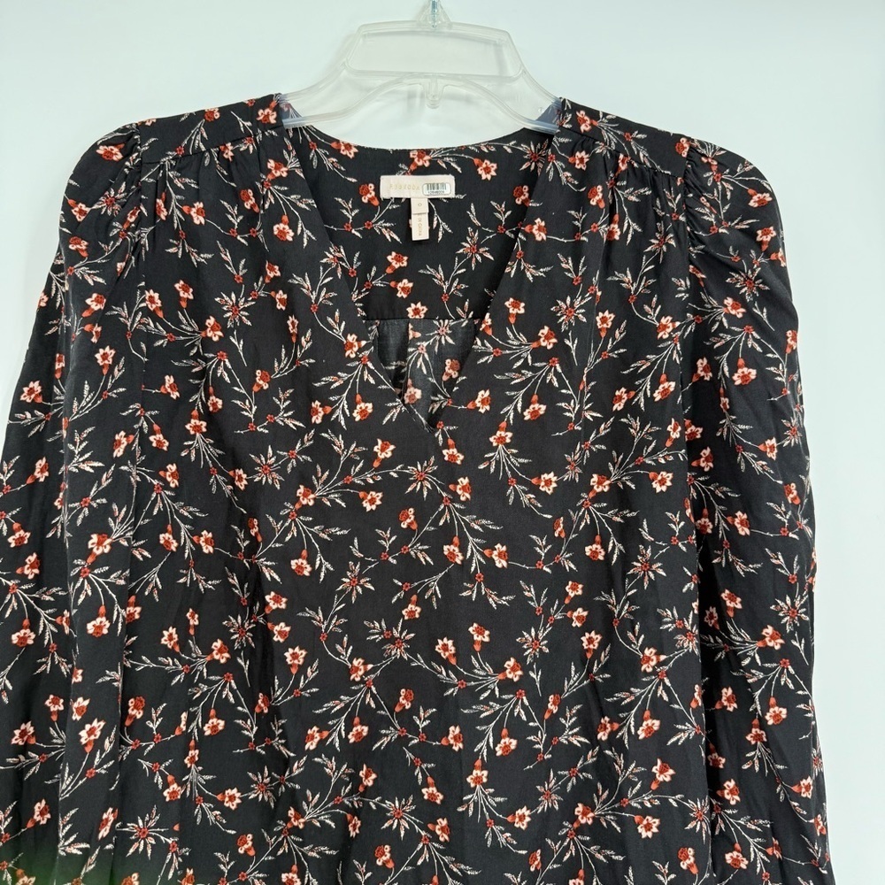 Rebecca Taylor Silk Blend Lia V-neck Top Blouse Size 0 Black Long Tie Sleeves - Picture 6 of 11